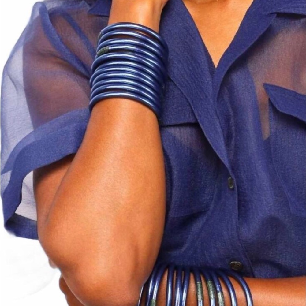 Elegant Blue Bangle Bracelet Set